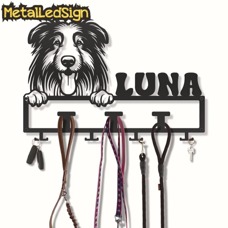 Custom-Bearded-Collie-Dog-Leash-Collar-Holder-3