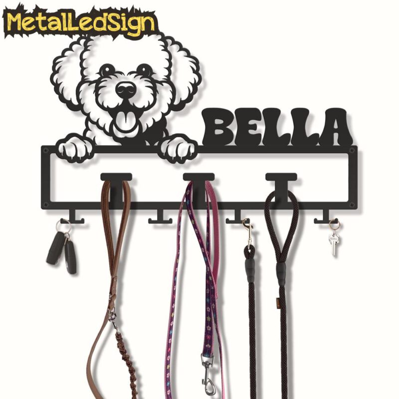 Custom-Bichon-Frise-Dog-Leash-Collar-Holder-3