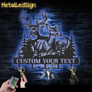 Custom-Big-Buck-Whitetail-Deer-Hunting-Key-Holder-Metal-Wall-Art-Led-3