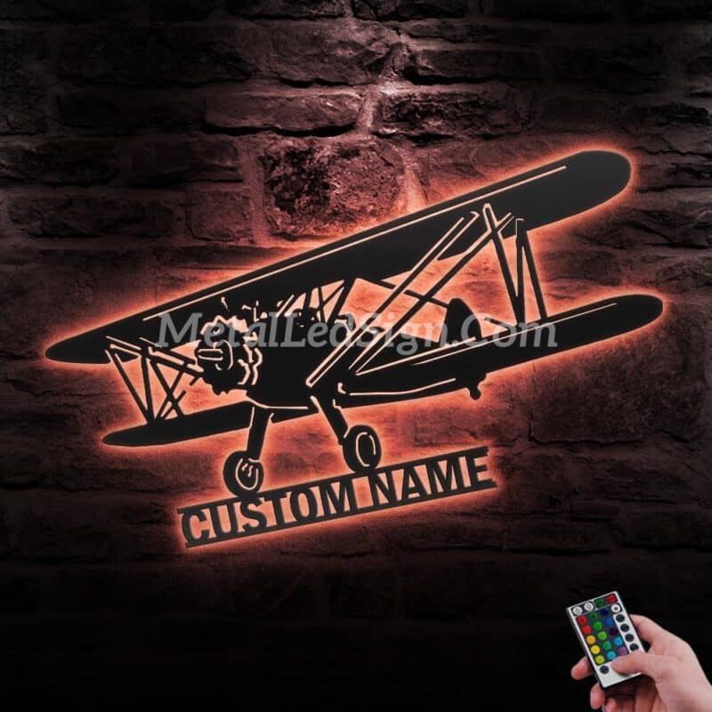 Custom-Biplane-Airplane-Metal-Wall-Art-Led-Light-6