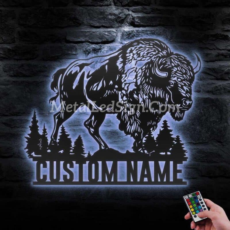 Custom-Bison-Farmhouse-Metal-Wall-Art-Led-Light-3-3