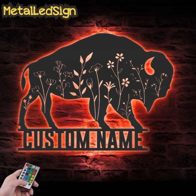 Custom-Bison-Wildflower-Farmhouse-Metal-Wall-Art-LED-Light-7.jpg