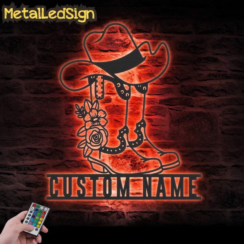 Custom-Boots-And-Hat-Cowgirl-Metal-Wall-Art-LED-Light-5.jpg