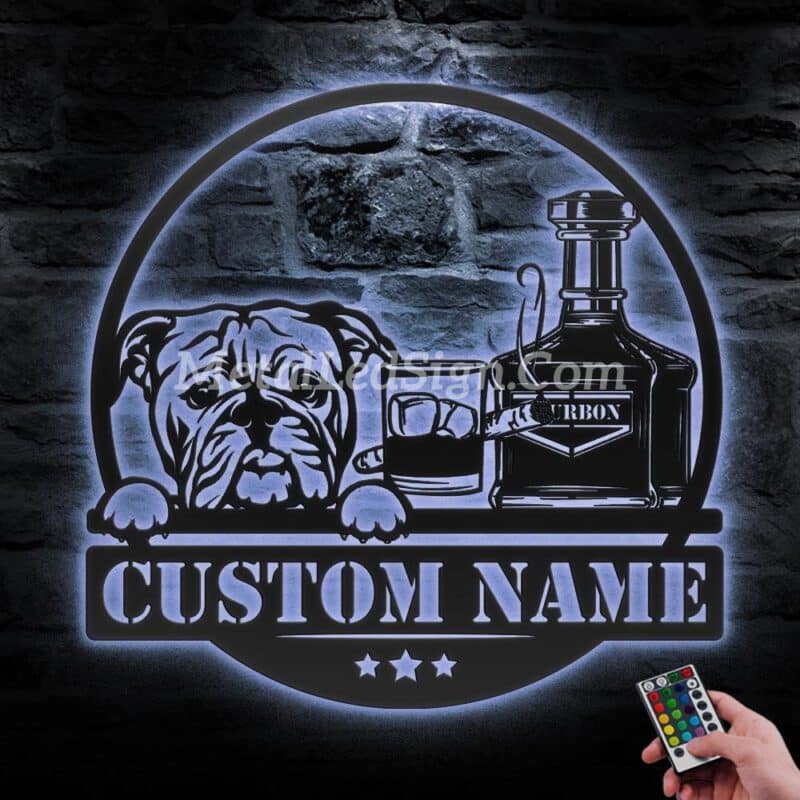 Custom-Bourbon-Cigar-And-Bulldog-Metal-Wall-Art-Led-Light-3-1