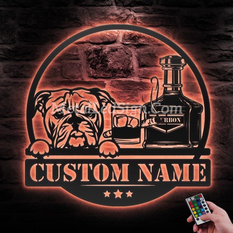 Custom-Bourbon-Cigar-And-Bulldog-Metal-Wall-Art-Led-Light-5-1