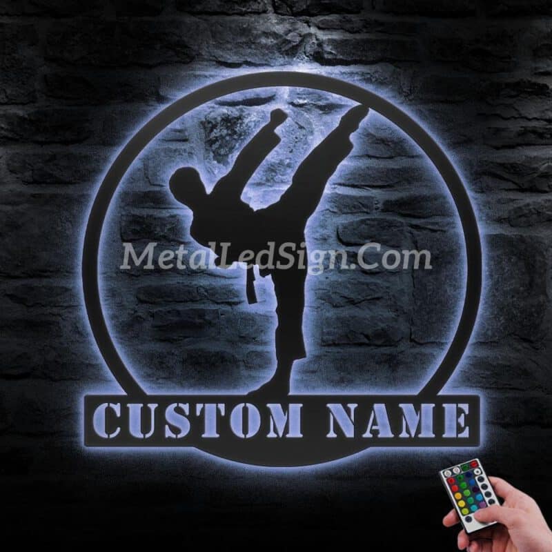 Custom-Boy-Karate-Martial-Arts-Metal-Wall-Art-With-Led-Light-3-1