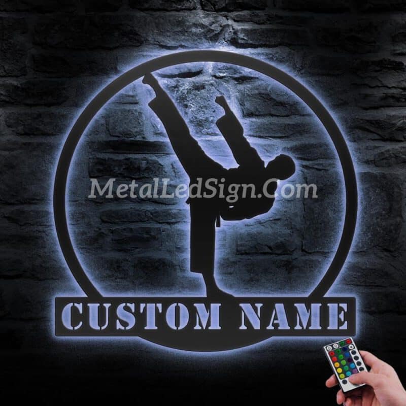 Custom-Boy-Taekwondo-Martial-Arts-Metal-Wall-Art-With-Led-Light-3-1