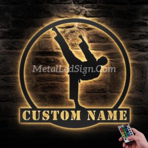 Custom-Boy-Taekwondo-Martial-Arts-Metal-Wall-Art-With-Led-Light-Images-1