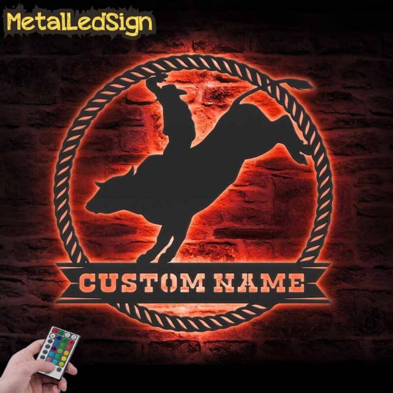 Custom-Bull-Rider-Metal-Wall-Art-LED-Light-5.jpg