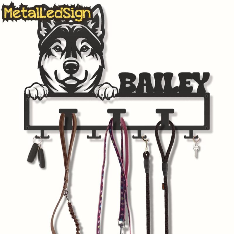 Custom-Canaan-Dog-Leash-Collar-Holder-3