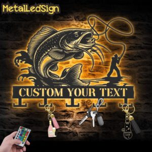 Custom-Catfish-Fishing-Key-Holder-Metal-Wall-Art-LED-Light-Images