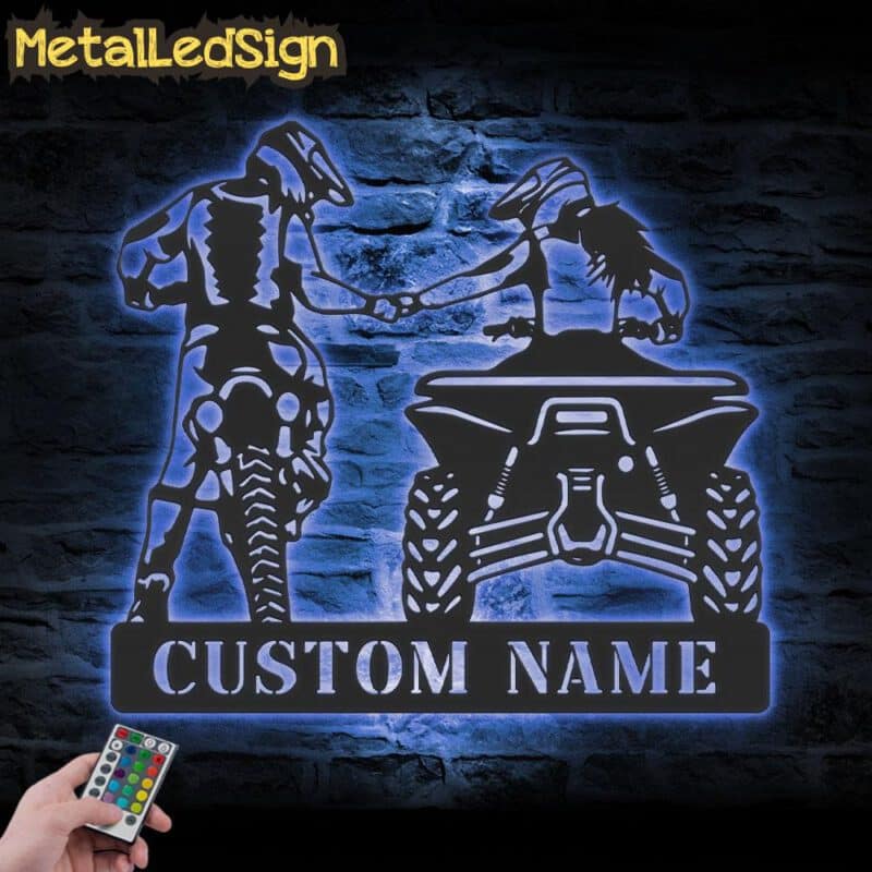 Custom-Couple-ATV-Motocross-Biker-Metal-Wall-Art-LED-Light-3.jpg