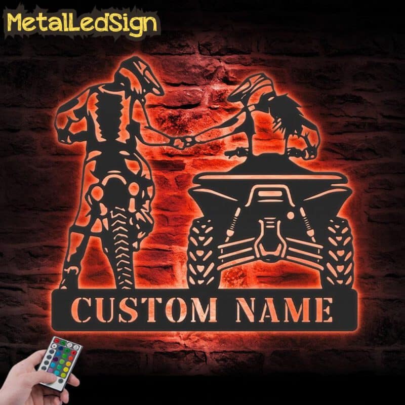 Custom-Couple-ATV-Motocross-Biker-Metal-Wall-Art-LED-Light-5.jpg