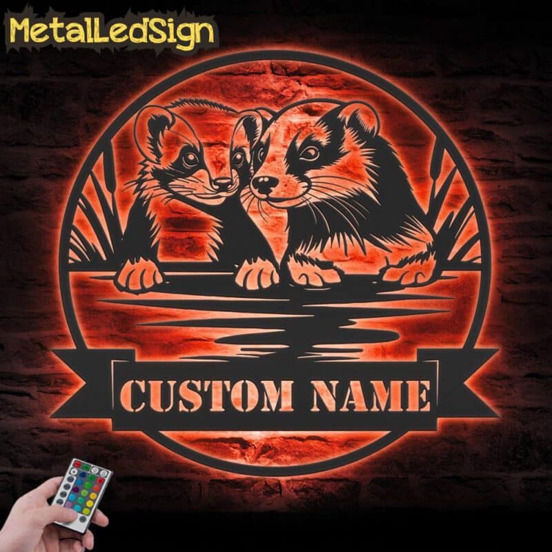 Custom-Couple-Ferret-Metal-Wall-Art-LED-Light-5.jpg