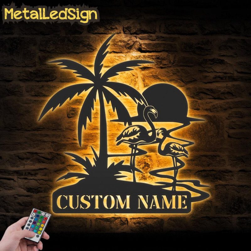 Custom-Couple-Flamingo-Palm-Tree-Beach-Sunset-Scene-Metal-Wall-Art-LED-Images.jpg