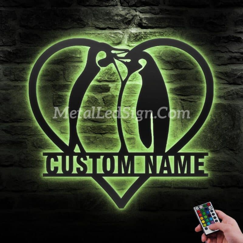 Custom-Couple-Penguin-Metal-Wall-Art-Led-Light-5