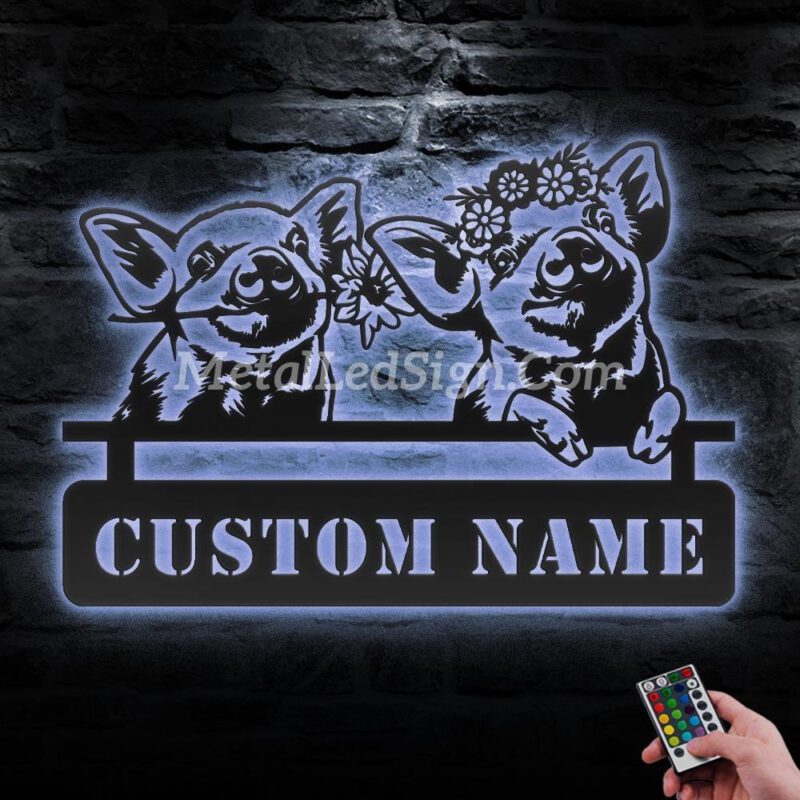 Custom-Couple-Pig-Farmhouse-Metal-Wall-Art-Led-Light-3