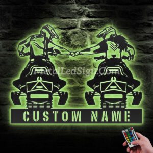 Custom-Couple-Snowmobile-Metal-Wall-Art-Led-Light-6