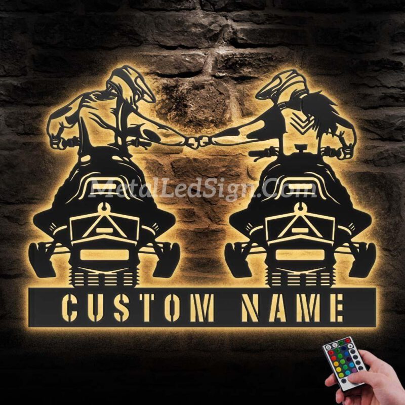 Custom-Couple-Snowmobile-Metal-Wall-Art-Led-Light-Images-1