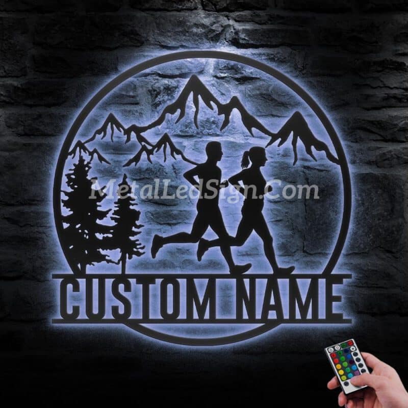 Custom-Couple-Trail-Running-Metal-Wall-Art-Led-Light-3-3