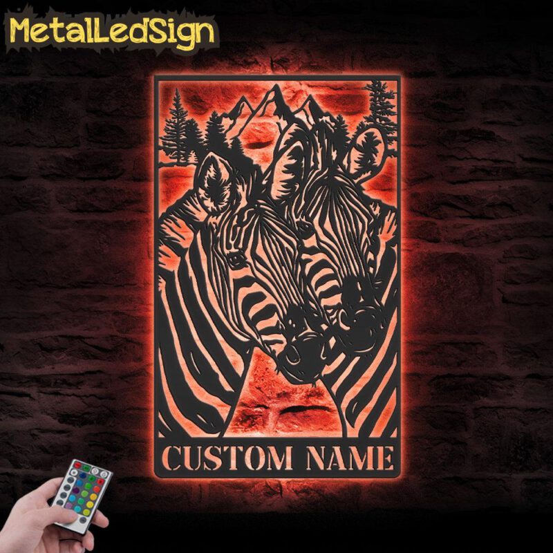 Custom-Couple-Zebra-Horse-Metal-Wall-Art-LED-Light-5.jpg