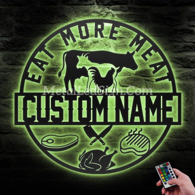 Custom-Cow-Goat-Chiken-Meat-Shop-Metal-Wall-Art-Led-Light-6