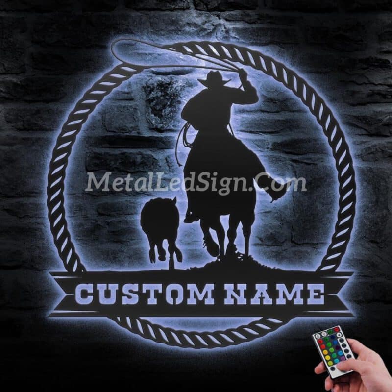 Custom-Cowboy-Cattle-Roping-Metal-Wall-Art-Led-Light-3-1