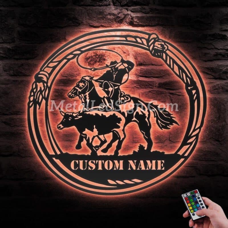 Custom-Cowboy-Roping-Metal-Wall-Art-Led-Light-6