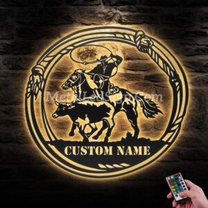 Custom-Cowboy-Roping-Metal-Wall-Art-Led-Light-Images-1