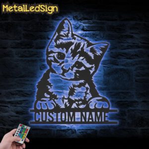 Custom-Cute-Cat-Metal-Wall-Art-LED-Light-3-1