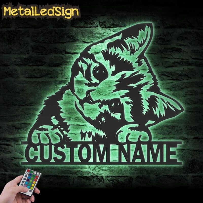 Custom-Cute-Cat-Metal-Wall-Art-LED-Light-7