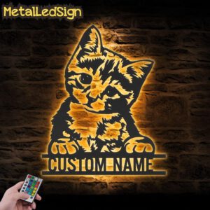 Custom-Cute-Cat-Metal-Wall-Art-LED-Light-Images-1