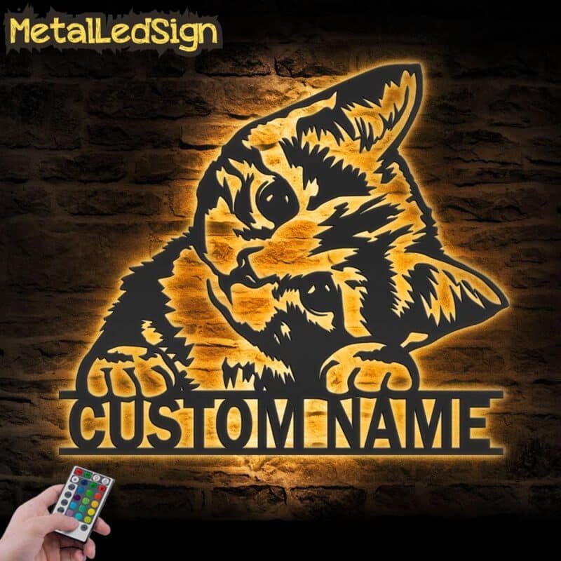 Custom-Cute-Cat-Metal-Wall-Art-LED-Light-Images