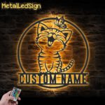 Custom-Cute-Cat-With-Butterfly-Metal-Wall-Art-LED-Light-Images