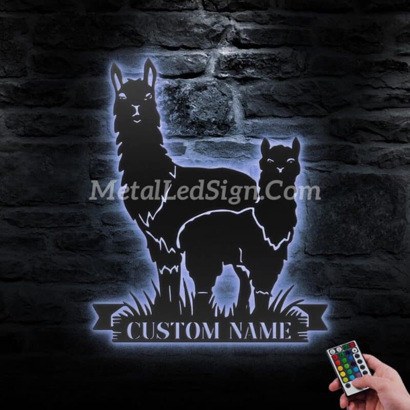 Custom-Cute-Couple-Alpaca-Llama-Love-Metal-Wall-Art-Led-Light-3-2