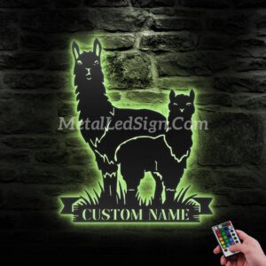 Custom-Cute-Couple-Alpaca-Llama-Love-Metal-Wall-Art-Led-Light-6