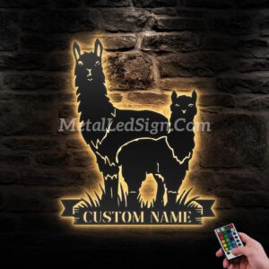 Custom-Cute-Couple-Alpaca-Llama-Love-Metal-Wall-Art-Led-Light-Images-2