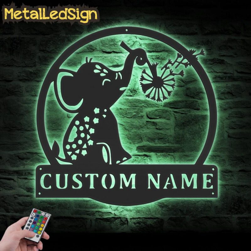 Custom-Cute-Elephant-With-Dandelion-Metal-Wall-Art-LED-Light-7.jpg