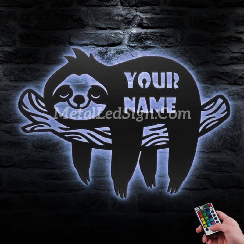 Custom-Cute-Sloth-Metal-Wall-Art-Led-Light-3-1