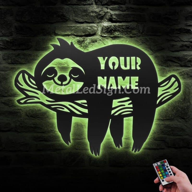 Custom-Cute-Sloth-Metal-Wall-Art-Led-Light-5-1