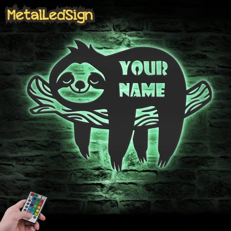 Custom-Cute-Sloth-Metal-Wall-Art-Led-Light-7