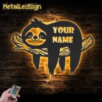 Custom-Cute-Sloth-Metal-Wall-Art-Led-Light-Images