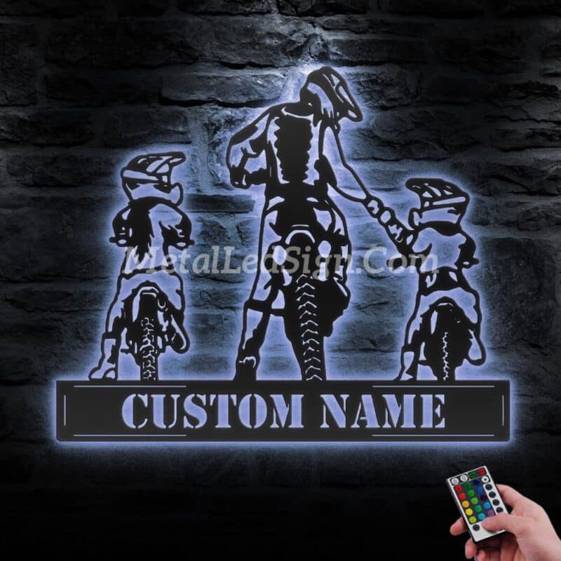 Custom-Daughter-Father-Son-Motocross-Biker-Metal-Wall-Art-Led-Light-3-3