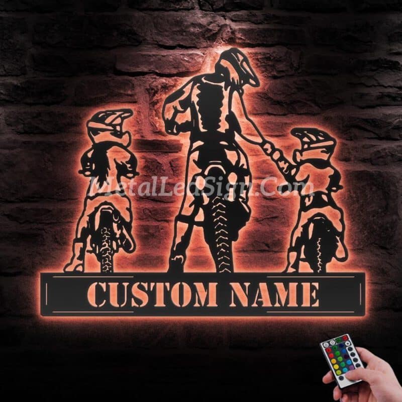 Custom-Daughter-Father-Son-Motocross-Biker-Metal-Wall-Art-Led-Light-5-3