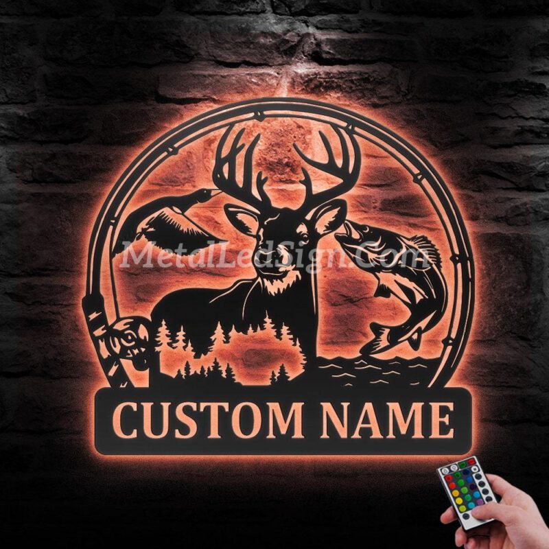 Custom-Deer-Duck-And-Bass-Fishing-Metal-Wall-Art-Led-Light-5-1