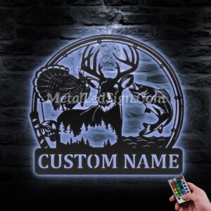 Custom-Deer-Turkey-Bass-Fishing-Metal-Wall-Art-Led-Light-1