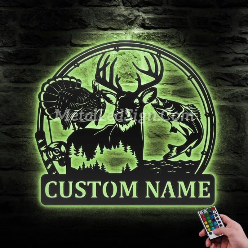 Custom-Deer-Turkey-Bass-Fishing-Metal-Wall-Art-Led-Light-3