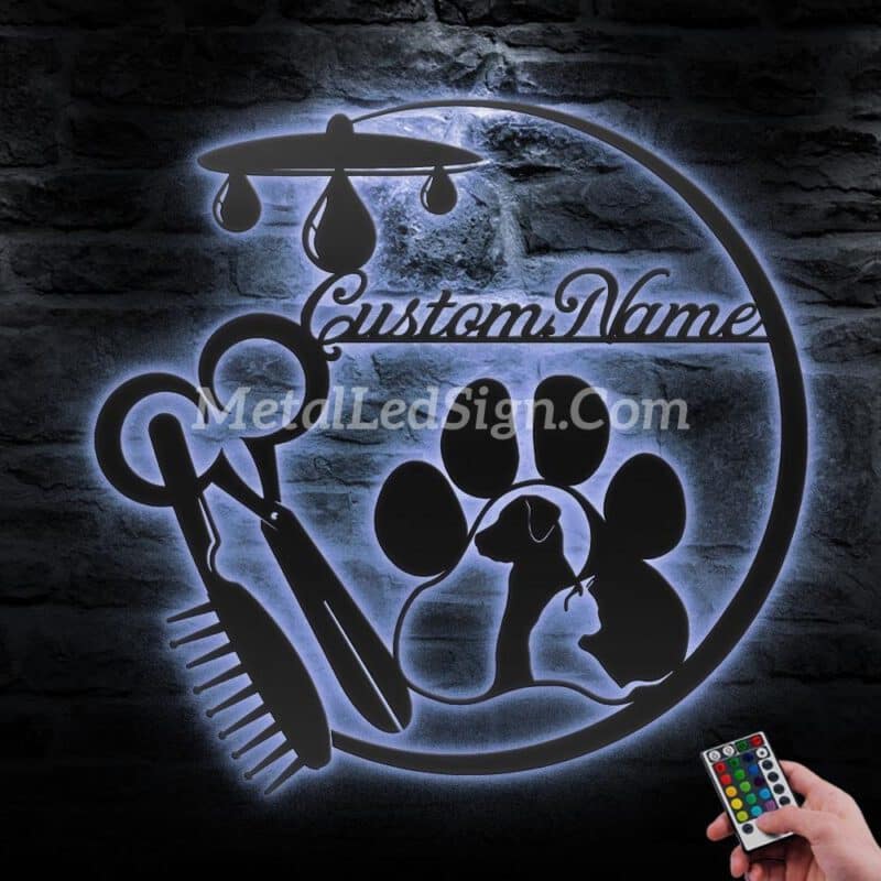 Custom-Dog-Grooming-Hair-Salon-Metal-Wall-Art-Led-Light-3-4