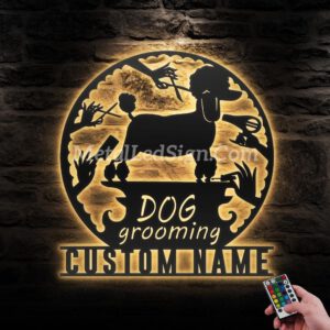 Custom-Dog-Grooming-Hair-Salon-Metal-Wall-Art-Led-Light-Images-5