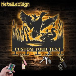 Custom-Duck-Hunting-Key-Holder-Metal-Wall-Art-LED-Light-Images